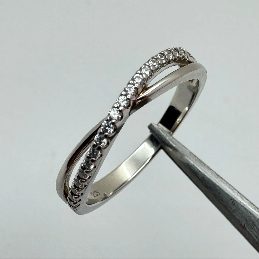 925 Sterling Silver CZ 3 Stone Engagement Ring Set Size 8